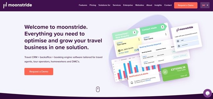 Moonstride. Travel CRM + backoffice + booking engine software