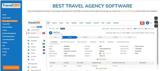 TravelCEO. Travel agency software platform.