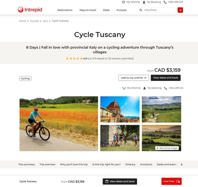 Intrepid Bicycle Tours in Italy.